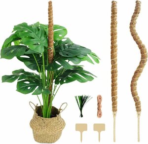 DIY園芸支柱 64cm 2本セット モスポール 天然ココナッツ製 つる性植物 観葉植物 登山植物用サポート 農業用 園芸用