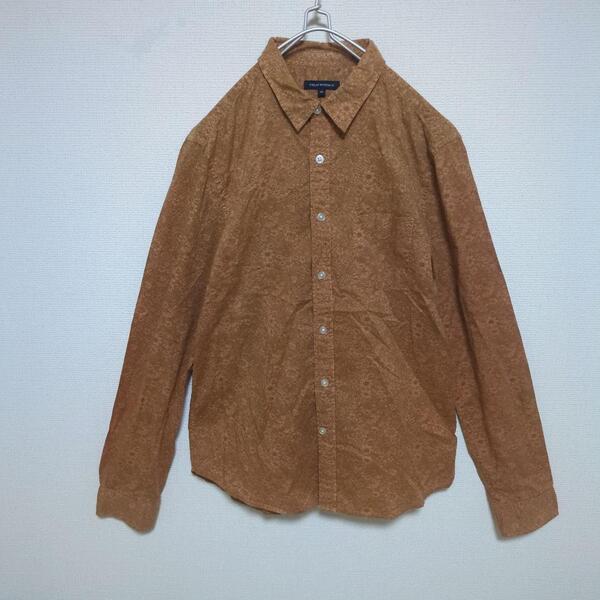 URBAN RESEARCH アーバンリサーチ 総柄シャツ 花柄 ボタニカル 胸ポケット オレンジ 古着 サイズ38 古着 メンズ