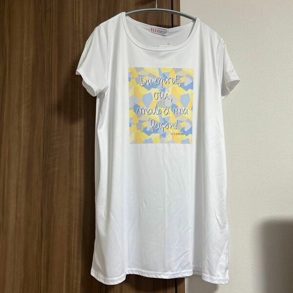 Tシャツ 白 ホワイト 半袖Tシャツ カットソー　UV対策　UDF50+ ELLE SPORT 水陸両用半袖