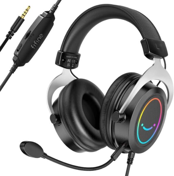FIFINE AmpliGame H3 ゲーミングヘッドセット ブラック オーバーイヤー型 3.5mmオーディオジャック 有線接続