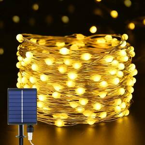 【大玉ビーズ】 LED イルミネーションライト ソーラー ストリングライト クリスマスツリーライト 超明るい 20M 200球 8