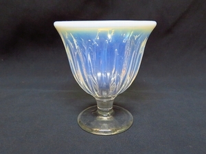  Taisho latter term ~ Showa era the first period ice glass rare 3 surface Press opal . white .. writing household goods liquidation 