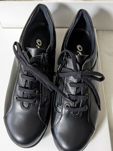  prompt decision [ free shipping ] unused * comfort shoes (22cm) 12100 jpy Trio fastener / cord lady's black heel approximately 4cm