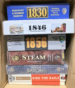 鉄道系ボードゲーム 7点セット（1830、1846、1856、STEAM＋拡張BARONS、RIDE THE RAILS＋拡張マップ：フランス・ドイツ） ※18XX蒸気の時代