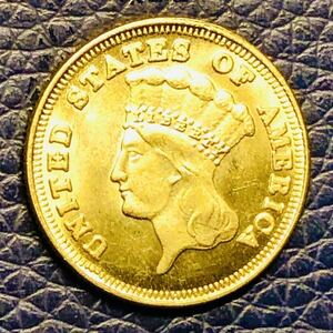 外国古銭 アメリカ　3ドル金貨　インディアン　小型金貨　1854年　コレクション　