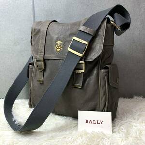  высшее редкий / подкладка общий рисунок *BALLY Bally мужской сумка на плечо sakoshumesenja- серый серия серый кожа натуральная кожа наклонный .. полоса 