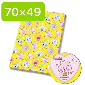 生地 ハギレ 約70×49 BT21 イエローハート