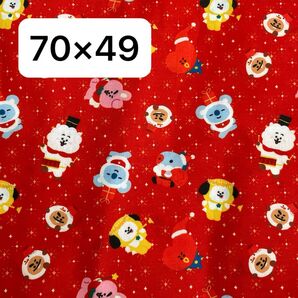 生地 ハギレ 約70×49 BT21 季節柄 Xmas レッド