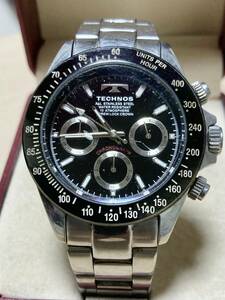  Tecnos wristwatch chronograph TSM401 black face men's TECHNOS