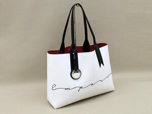 13 ten thousand new goods *EMPORIO Armani pouch attaching reversible light weight tote bag white red 1 jpy 