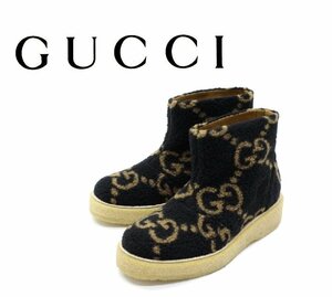 19 десять тысяч новый товар *8H=27.5.*GUCCI Gucci HOPPER maxi GG рисунок мутон толщина низ блинчики подошва лодыжка длина ботинки 1 иен 