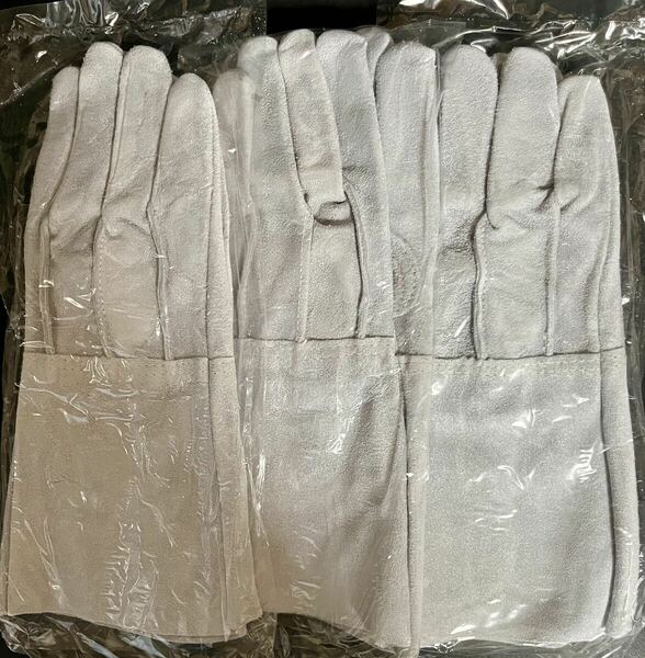 新品・未使用】溶接用 革手袋 5本指×3セット　送料無料