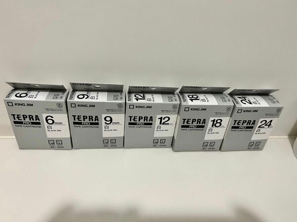 クーポン対応　新品未使用　テプラテープ 6mm 9mm 12mm 18mm ２４mm各1個 キングジム テプラPROテープ
