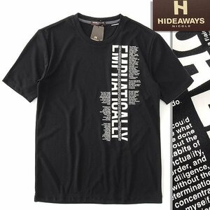 新品 HIDEAWAYS ニコル MVS スムース プリント 半袖 Tシャツ 46(M) 黒 【I40414】 NICOLE 春夏 メンズ クルーネック サマー カットソー