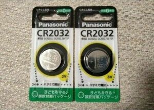 2個　ボタン電池 CR2032　パナソニックPanasonic　純正　リチウム電池　電圧 　3V 