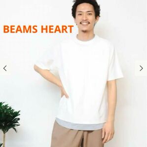 BEAMS HEART / クール タッチフェイクレイヤー Tシャツ・ホワイト