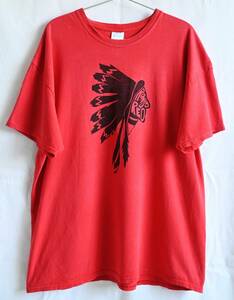 即決【TRIBE '14】GET FRED UP! 〜American Heart Association〜 インディアン Tシャツ/XL/レッド/染込みプリント/GILDAN(nk-245-6-1)