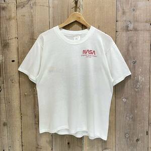 【サイズ L】 80s USA製 NASA Tシャツ ビンテージ アメリカ古着 ナサ スペースシャトル 宇宙 ロケット 70s 90s ホワイト 白 