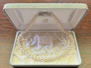 MORI PEARL 真珠 パールネックレス 留め具 SILVER ８ミリ玉43センチ　艶やか　照り良し　極美品　箱付き