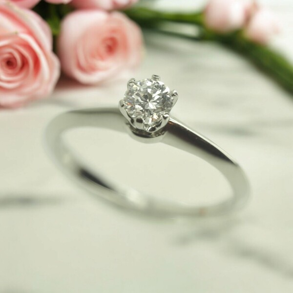 極上天然ダイヤリング 指輪 Pt950 D0.23ct 7号 鑑定書 TIFFANY&Co. ティファニー ご希望の方にティファニーの箱をお付け致します