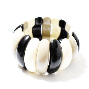 Vintage 1970’s　black×white×gray plastic bracelet