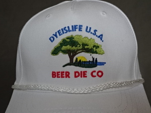 激レア USA購入 アメリカらしい PROリーグ ビールを飲みながらのスポーツ【Dyeislife U.S.A. BEER DIE CO】ロゴ刺繍入りキャップ 中古良品