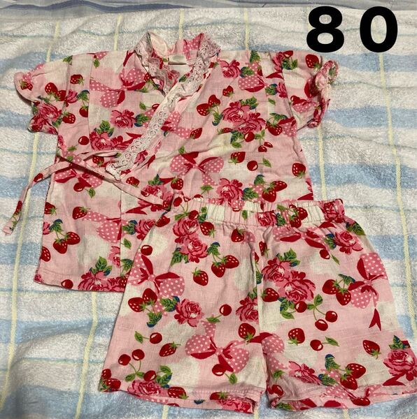 じんべい 甚平 女の子 子供服 ジンベイ 浴衣 80