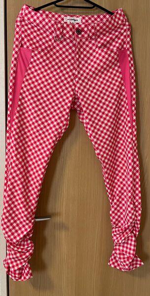 ゴルフウェア レディース パンツ ピンク チェック柄
