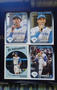 2024 topps NPB 北海道日本ハムファイターズ 【松本剛】 インサート & 【田中正義】 レギュラー & [細野晴希] & [宮崎一樹] ルーキーカード