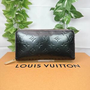 1円 LOUIS VUITTON ルイヴィトン 長財布 ラウンドファスナー ヴェルニ ジッピー シリアル MI0133 男女兼用 ブラック×ピンクベージュ