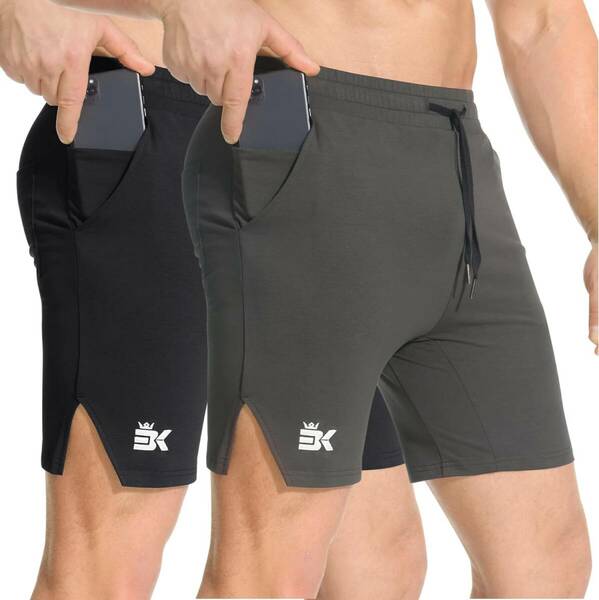 2枚 隠ジップトレーニング短パン メンズ スポーツハーフパンツ 通気性 筋トレショートパンツ トレーニングウェア ジム半ズボン Sサイズ 