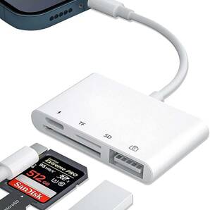 iPhone SDカードリーダー iphone カメラアダプタ ライトニング sdカードリーダー 2023最新型4in1 SD/MicroSD/TFカードリーダー 