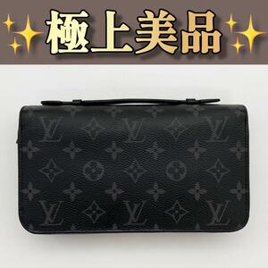 １円　スタート　極上美品 ルイヴィトン 長財布 ジッピー　XL モノグラム エクリプス a773