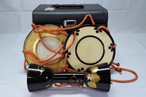  small hand drum lacqering leather ( leather ) case ( key equipped ) attaching era traditional Japanese musical instrument . comfort god comfort talent comfort 