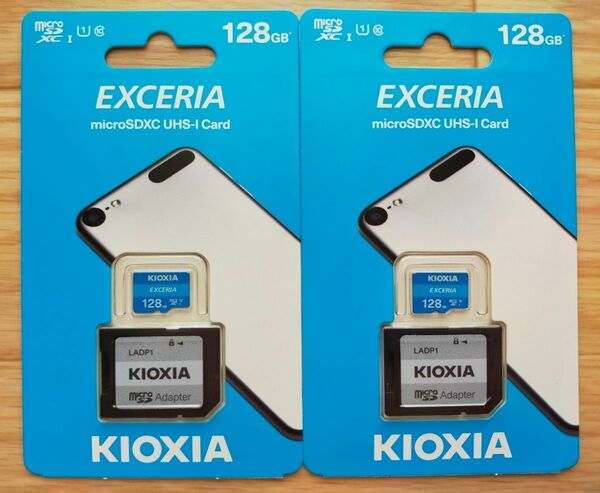 アダプター付き　2枚セット　キオクシア 東芝 128GB　マイクロSDカード　SDカード