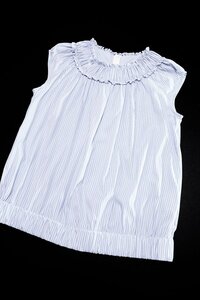 * прекрасный товар 2021*Rene Rene / полоса рисунок безрукавка блуза :36/ бледно-голубой × белый xw799