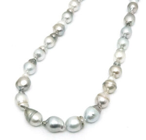  used beautiful goods ba lock pearl necklace gray color silver metal fittings 