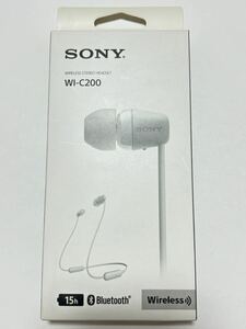ソニー ワイヤレスイヤホン WI-C200 : Bluetooth対応/最大15時間連続再生/マイク付き 2019年モデル ホワイト WI-C200 WC未使用。