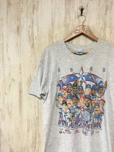 at204☆【90s USA製 アメリカ 野茂 マイクピアザ サミーソーサ】SALEM MLB メジャーリーグ 1995 ALL STAR GAME Tシャツ 野球 L グレー