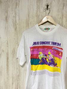 at218☆【80s ヴィンテージ 古着】HOT STAFF JULIE CONCERT TOUR 84 沢田研二 ジュリー ツアーTシャツ 白