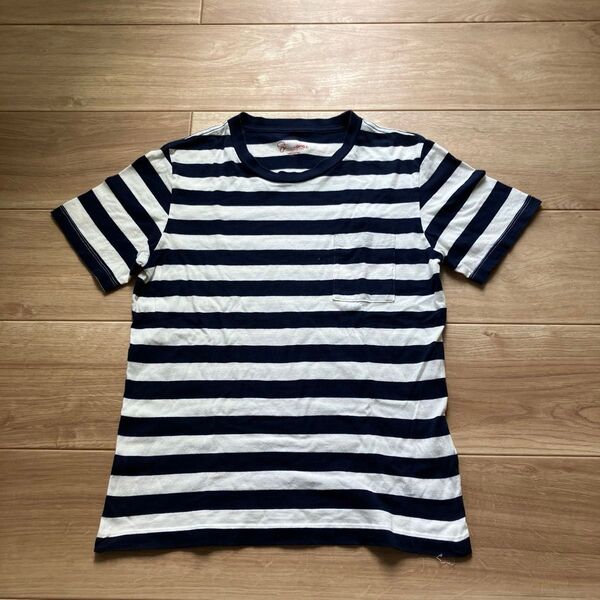 ユニセックス ボーダー 半袖 カットソー Tシャツ L