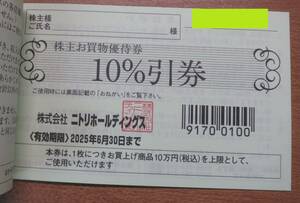 ニトリ　株主優待　10％引き券　1枚