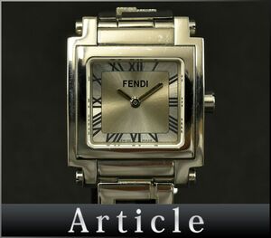 178454◇動作確認済 FENDI フェンディ レディースウォッチ 腕時計 クォーツ ローマン 6000L スクエア SS シルバー レディース/ D