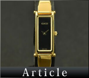 178476* прекрасный товар рабочее состояние подтверждено GUCCI Gucci женский часы наручные часы кварц 1500 2 стрелки rek язык gyula-GP черный Gold / D