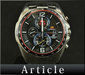 178502◆動作未確認 CASIO カシオ エディフィス レッドブルレーシング クロノグラフ 腕時計 クォーツ EFR-528RB SS 黒文字盤 メンズ/ D
