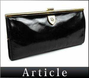 179043◇ Christian Dior クリスチャン ディオール がま口 クラッチバッグ パーティバッグ イブニングバッグ レザー 革 ブラック 黒/ B