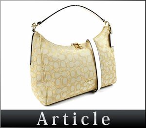 1791490 unused COACH Coach signature 2WAY shoulder bag F58284 canvas leather beige ivory lady's / B