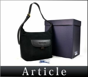 178850* BURBERRY burberrys Burberry shoulder bag shoulder .. suede leather leather black lady's box storage bag / B