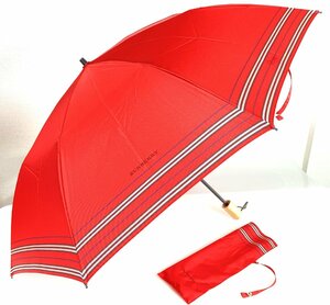 1 иен * включение в покупку NG* Burberry BURBERRY складной зонт Mini зонт складывающийся пополам зонт красный | красный одноцветный × окантовка родители .55cm YZ-553