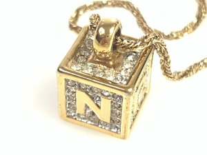  Nina Ricci NINA RICCI Cube Logo стразы колье Gold цвет YAS-9030